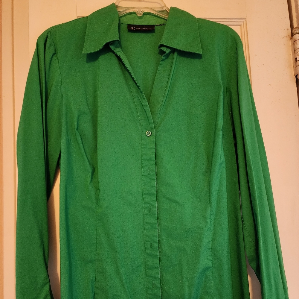 INC Green L Blouse